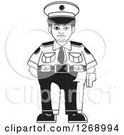 Clipart Of A Black And White Chubby Police Woman Standing 3 Royalty Free Vector Illustration