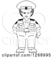 Clipart Of A Black And White Chubby Police Woman Standing Royalty Free Vector Illustration