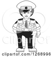 Poster, Art Print Of Black And White Chubby Police Woman Standing 2