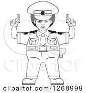 Poster, Art Print Of Black And White Chubby Police Woman Holding Pistols