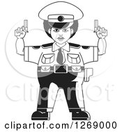 Poster, Art Print Of Black And White Chubby Police Woman Holding Pistols 2