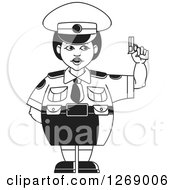 Poster, Art Print Of Black And White Chubby Police Woman In A Skirt Holding A Pistol 2