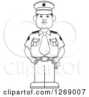 Clipart Of A Black And White Police Man Standing In Uniform Royalty Free Vector Illustration by Lal Perera