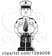 Poster, Art Print Of Black And White Police Man Standing In Uniform 2