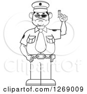 Poster, Art Print Of Black And White Police Man Holding A Firearm