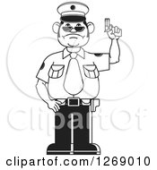 Poster, Art Print Of Black And White Police Man Holding A Firearm 2
