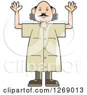 Clipart Of A Senior Man Holding Up Both Hands Royalty Free Vector Illustration by Lal Perera