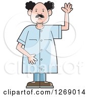 Clipart Of A Senior Man Raising A Hand Royalty Free Vector Illustration