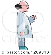 Clipart Of A Senior Man Cheering Holding Books In Profile Royalty Free Vector Illustration