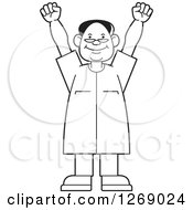 Poster, Art Print Of Black And White Senior Man Cheering