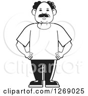 Clipart Of A Black And White Senior Man Posing In A Jogging Suit Royalty Free Vector Illustration