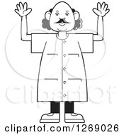 Clipart Of A Black And White Senior Man Holding Up Both Hands Royalty Free Vector Illustration