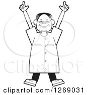Clipart Of A Black And White Senior Man Dancing Royalty Free Vector Illustration
