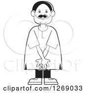 Clipart Of A Black And White Senior Man Acting Shy Royalty Free Vector Illustration