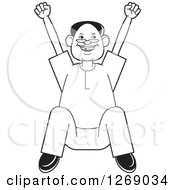 Poster, Art Print Of Black And White Senior Man Sitting And Cheering