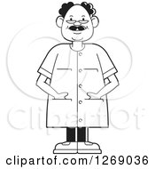 Poster, Art Print Of Black And White Senior Man Wearing Eye Glasses And Standing With His Hands In Pockets