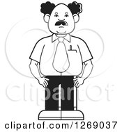 Poster, Art Print Of Black And White Balding Businessman Standing