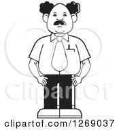 Clipart Of A Black And White Balding Businessman Standing Royalty Free Vector Illustration by Lal Perera