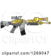 Poster, Art Print Of Gold Gray And Black Assault Rifle With A Scope