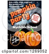 Clipart Of A Pumpkin Halloween Party Invitation Design For A Childrens School With Sample Text Royalty Free Vector Illustration by AtStockIllustration