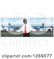 Faceless Car Salesman In Front Of A Building