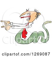 Clipart Of A Toxic Caucasian Businessman Boss Snake Screaming And Pointing Royalty Free Vector Illustration