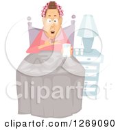 Poster, Art Print Of Senior Caucasian Woman Taking A Pill At Bed Time
