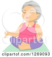 Clipart Of A Relaxed Senior Caucasian Woman Meditating Or Doing Yoga Royalty Free Vector Illustration by BNP Design Studio