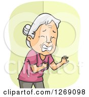 Poster, Art Print Of Senior Caucasian Woman Clutching Her Chest While Having A Heart Attack