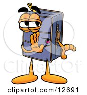 Clipart Picture Of A Suitcase Cartoon Character Whispering And Gossiping