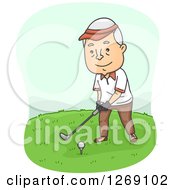 Poster, Art Print Of Senior Caucasian Man Golfing