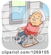 Clipart Of A Senior Caucasian Man Napping In A Rocking Chair On A Porch Royalty Free Vector Illustration
