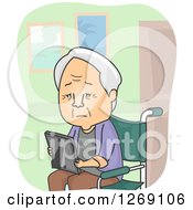 Poster, Art Print Of Sad Senior Caucasian Man Looking At A Picture And Sitting In A Wheelchair In A Nursing Home