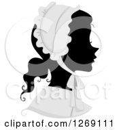 Clipart Of A Silhouetted Black Womans Face With A Grayscale American Pilgrim Bonnet Royalty Free Vector Illustration by BNP Design Studio