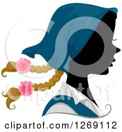 Poster, Art Print Of Silhouetted Black Austrian Womans Face With A Colored Bonet And Braids