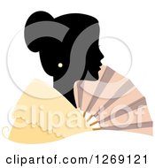 Poster, Art Print Of Silhouetted Black Filipino Womans Face With A Colored Collar And Fan