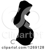 Clipart Of A Silhouetted Black Pregnant Woman In Profile With A Swirl Royalty Free Vector Illustration by BNP Design Studio