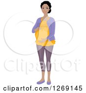 Happy Pregnant Young Black Woman Holding Her Belly