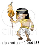 Poster, Art Print Of Happy Ancient Egyptian Man With A Torch