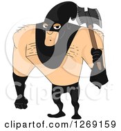 Clipart Of A Beefy Male Executioner Holding An Axe Royalty Free Vector Illustration