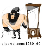 Beefy Male Executioner Ready At A Guillotine