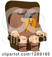 Clipart Of A Male Viking Leader Sitting In A Chair Royalty Free Vector Illustration