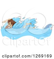 Castaway Man Swimming Away From A Shark