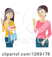 Poster, Art Print Of Teenage Caucasian Girl And Mother Waving Goodbye