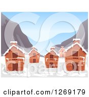 Poster, Art Print Of Mountainous Ski Village With Snow