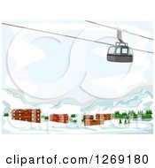 Clipart Of A Ski Lift Passing Over Lodges In The Mountains Royalty Free Vector Illustration