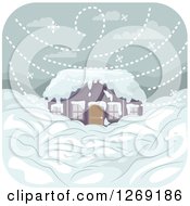 Poster, Art Print Of Home Buried In Snow During A Blizzard