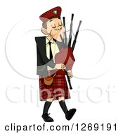 Scottish Man Playing Bagpipes