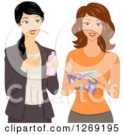 Poster, Art Print Of Sales Woman Direct Selling Her Beauty Product To A Lady