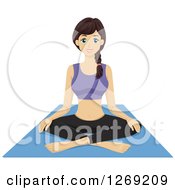 Clipart Of A Young Woman Sitting On A Yoga Mat Royalty Free Vector Illustration by BNP Design Studio